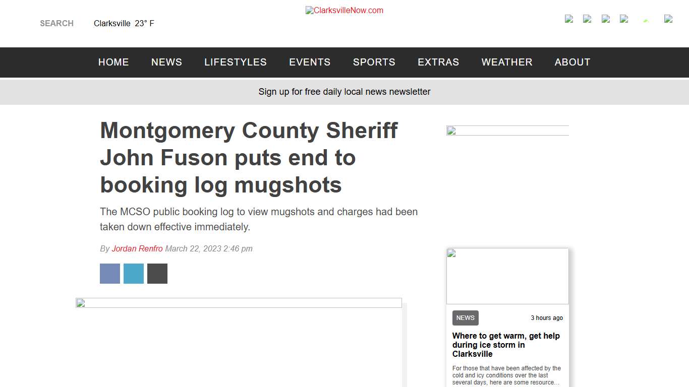 Montgomery County Sheriff John Fuson puts end to booking log mugshots - ClarksvilleNow.com